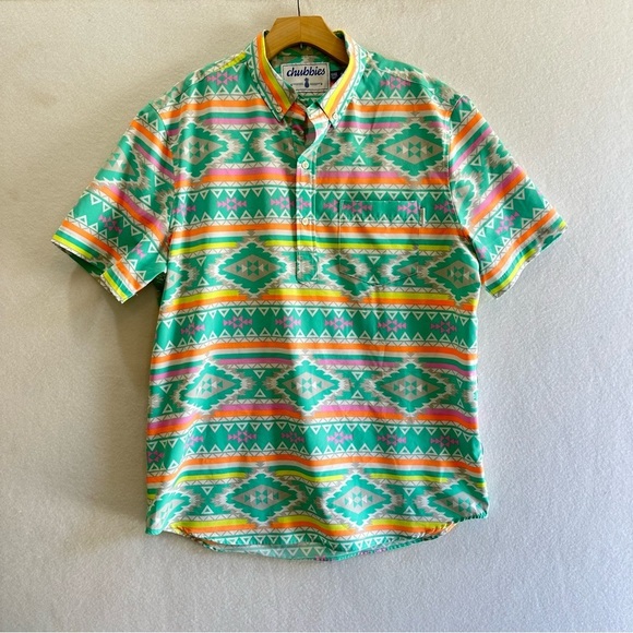 Chubbies Men's XL En Fuego Wild Short Sleeve Popover Polo Shirt Aztec Beach Golf - Picture 1 of 5